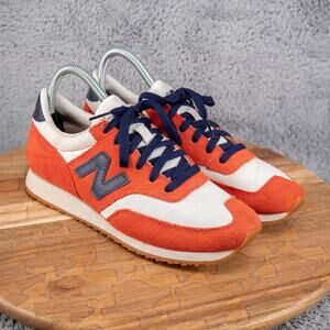 New Balance 574 Orange Suede Classic Sneakers Sz 7 Womens